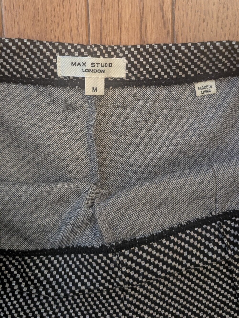 Max Studio Wide Legged Pant Black and White Checkered Knit - Picture 4 of 7